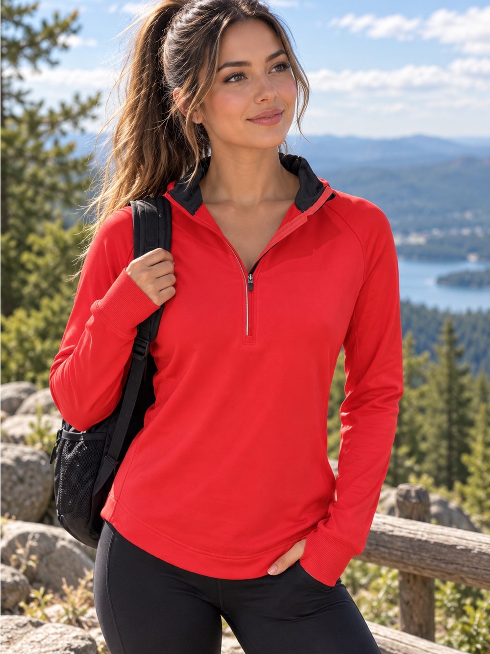 Nike Dri-FIT Half Zip Hoodie Pullover Neon Coral Running Top Women’s M
